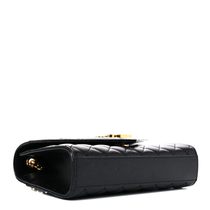 Saint Laurent Grain De Poudre Textured Mixed Matelasse Triquilt Small Monogram Satchel Black 4 of 10