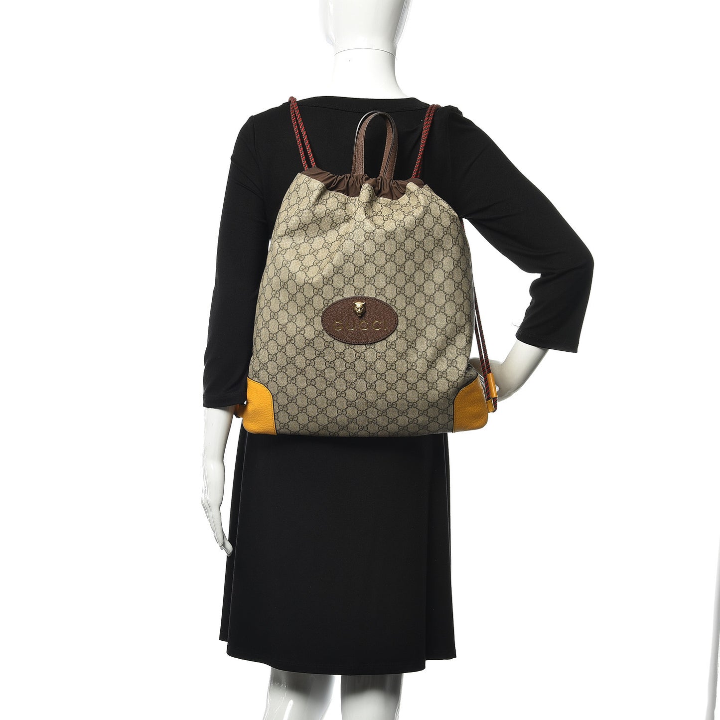 GG Supreme Monogram Neo Vintage Drawstring Backpack Beige New Acero Crop
