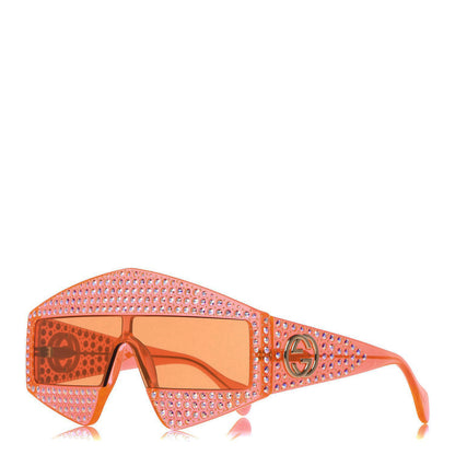 Gucci Crystal Rectangular Frame Sunglasses GG0357S Orange 1 of 7