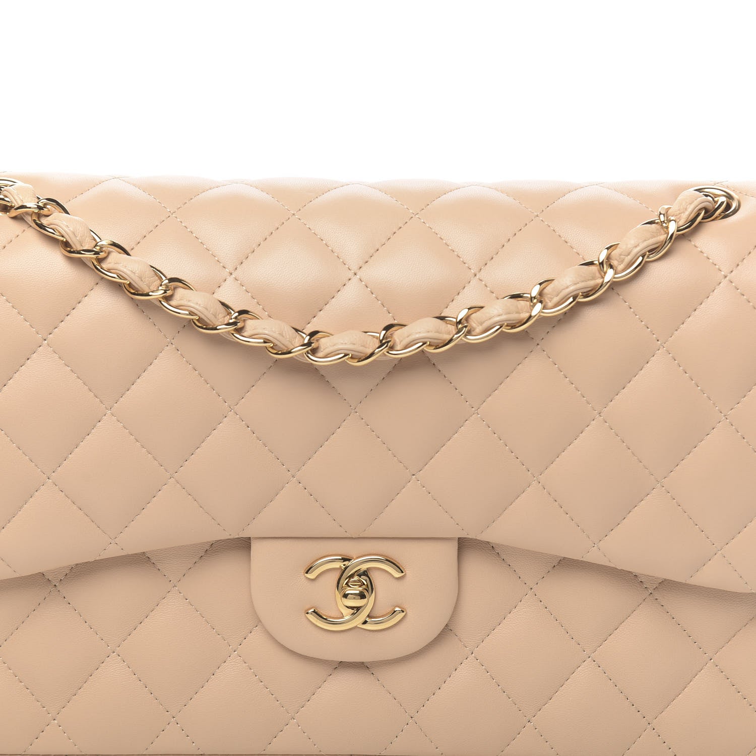 Chanel Lambskin Quilted Jumbo Double Flap Beige Clair 8 of 11