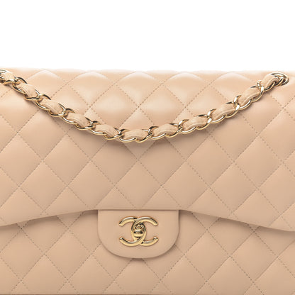 Chanel Lambskin Quilted Jumbo Double Flap Beige Clair 8 of 11