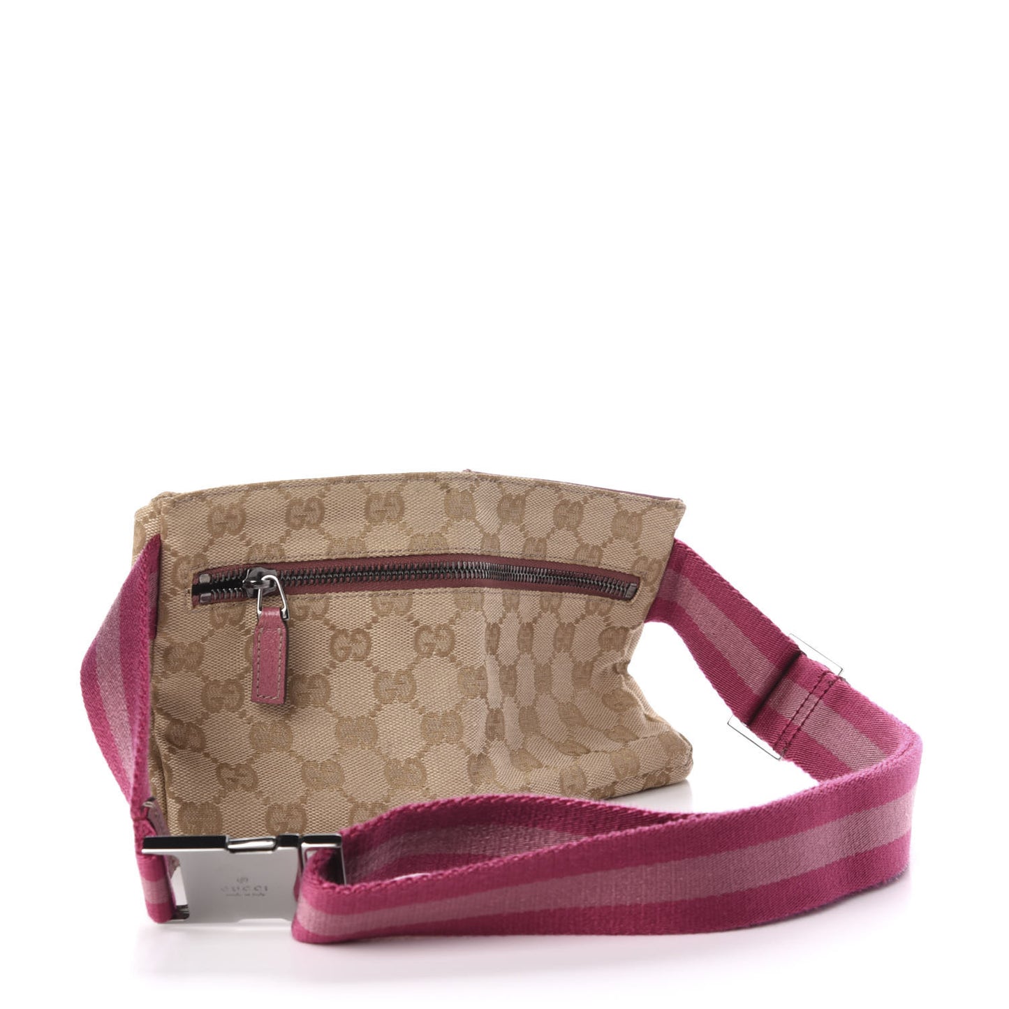 GG Monogram Web Double Pocket Belt Bag Pink