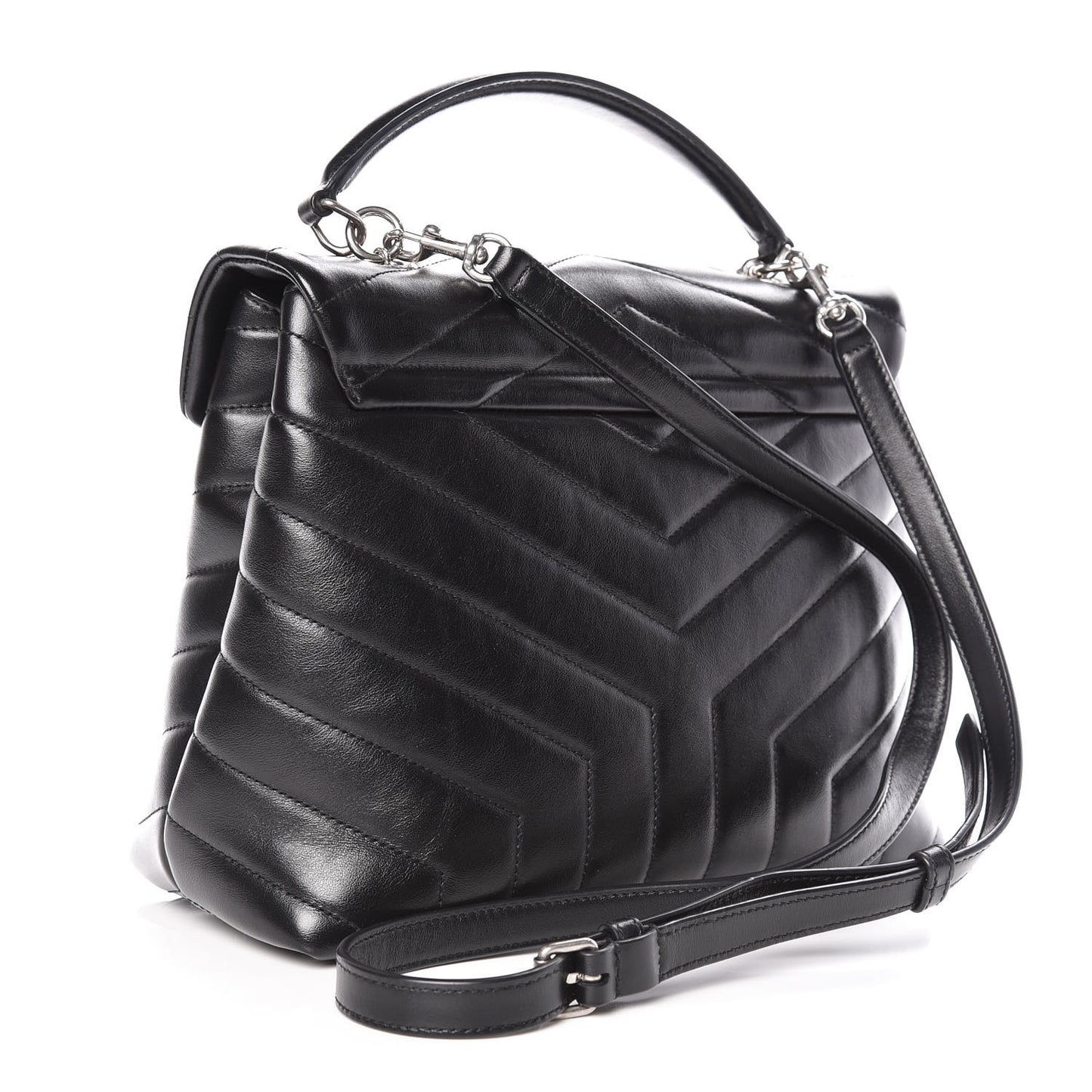 Calfskin Y Quilted Monogram Medium Loulou Satchel Black