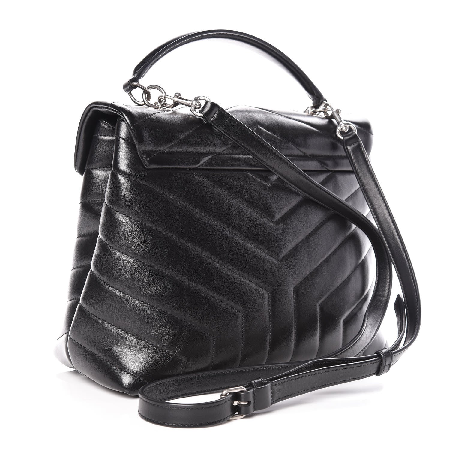Saint Laurent Calfskin Y Quilted Monogram Medium Loulou Satchel Black 3 of 11
