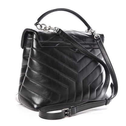 Saint Laurent Calfskin Y Quilted Monogram Medium Loulou Satchel Black 3 of 11