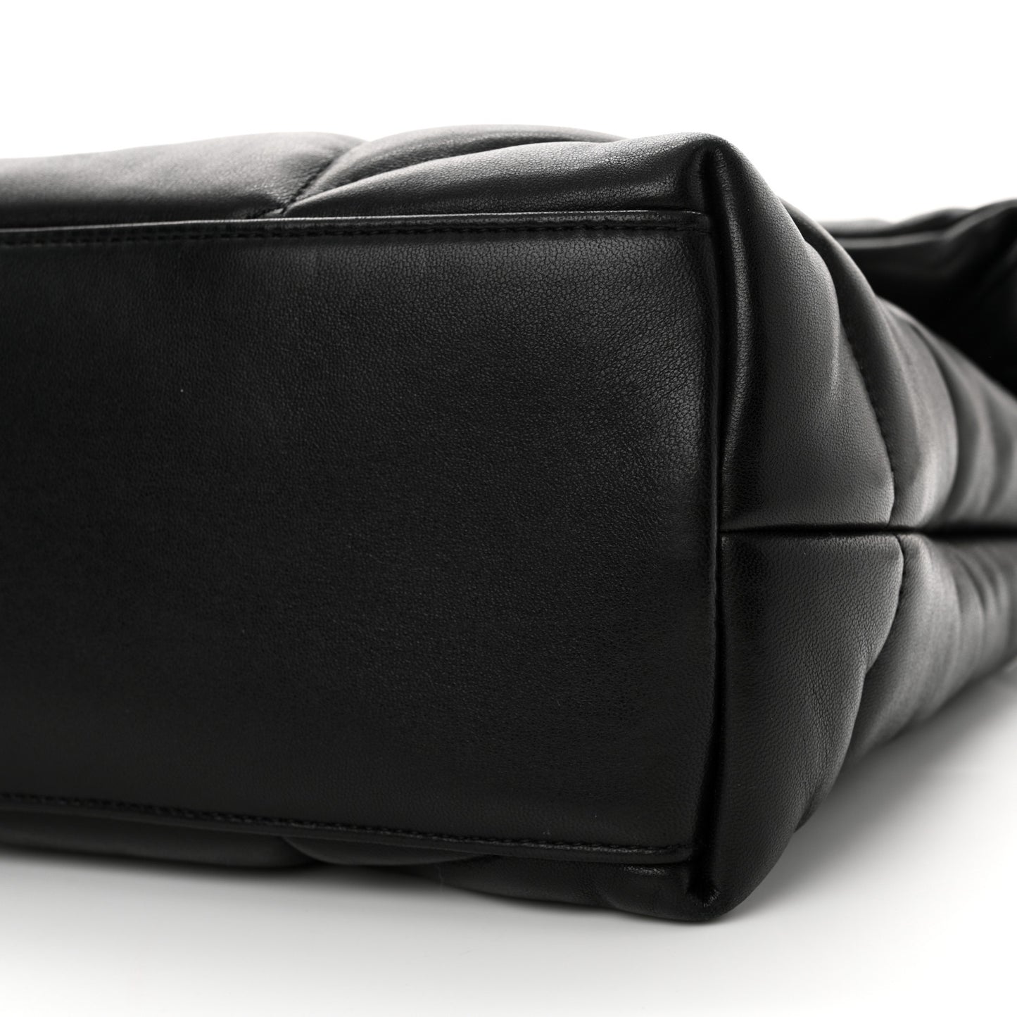 Lambskin Quilted Monogram Monochrome Medium Loulou Puffer Chain Satchel Black