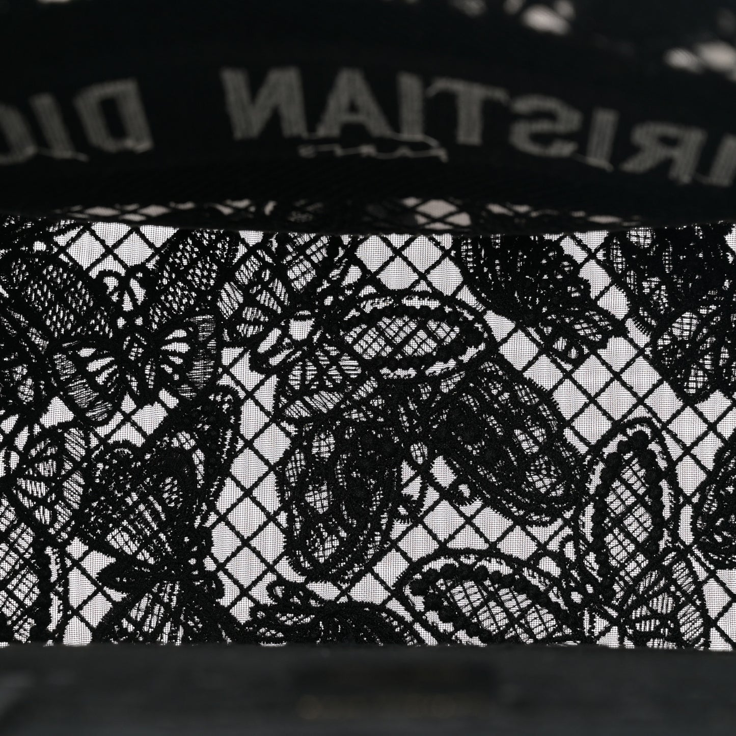 Embroidered 3D Macrame D-Lace Butterfly Medium Book Tote Black Multicolor