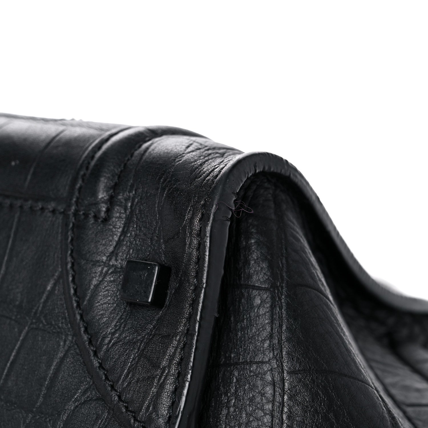 Celine Calfskin Crocodile Embossed Medium Phantom Luggage Black 8 of 28
