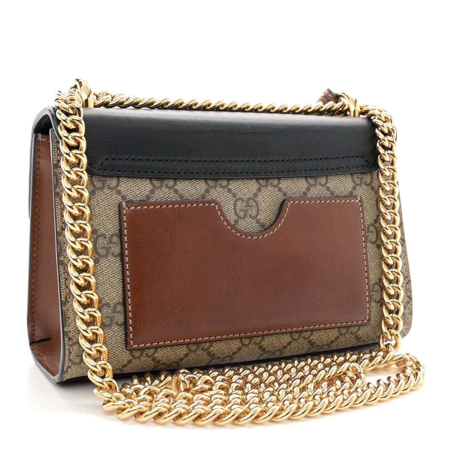 GG Supreme Monogram Calfskin Small Padlock Shoulder Bag Beige Black Cuir