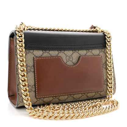 Gucci GG Supreme Monogram Calfskin Small Padlock Shoulder Bag Beige Black Cuir 3 of 12