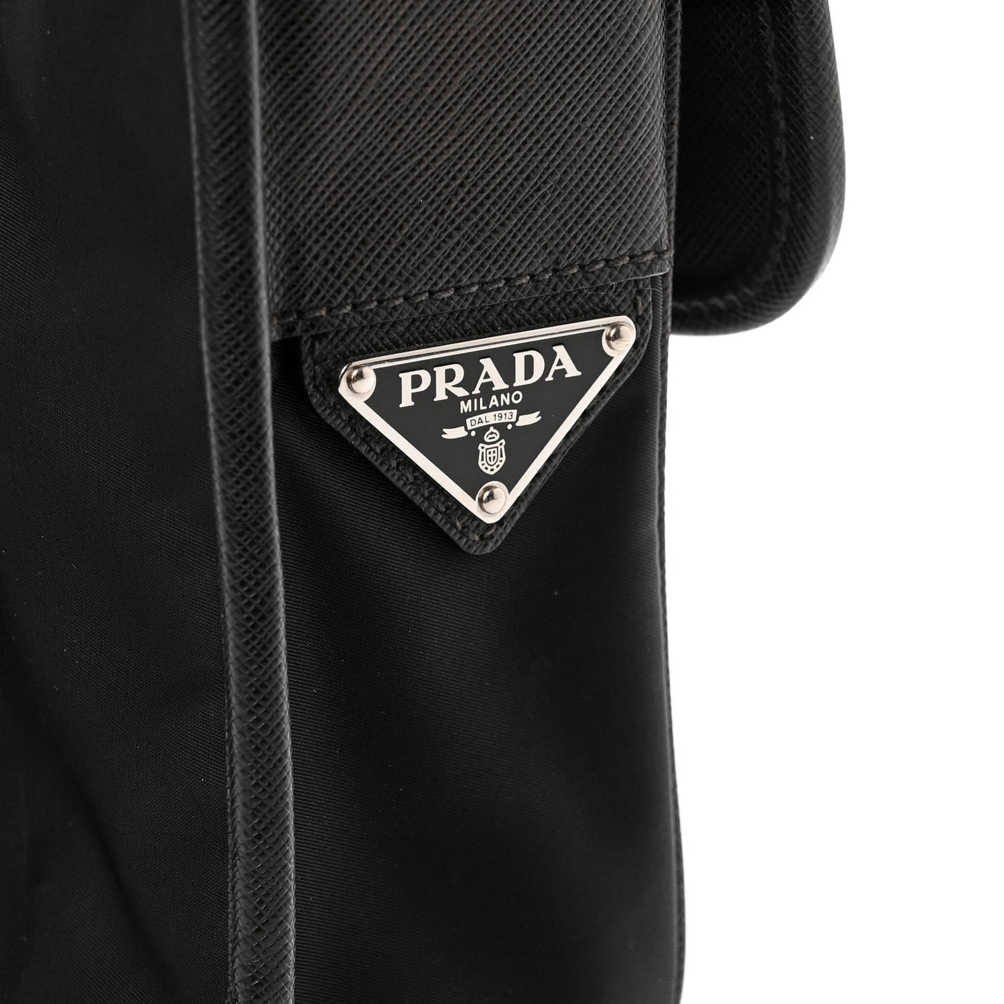 Tessuto Nylon Saffiano Logo Messenger Bag Black