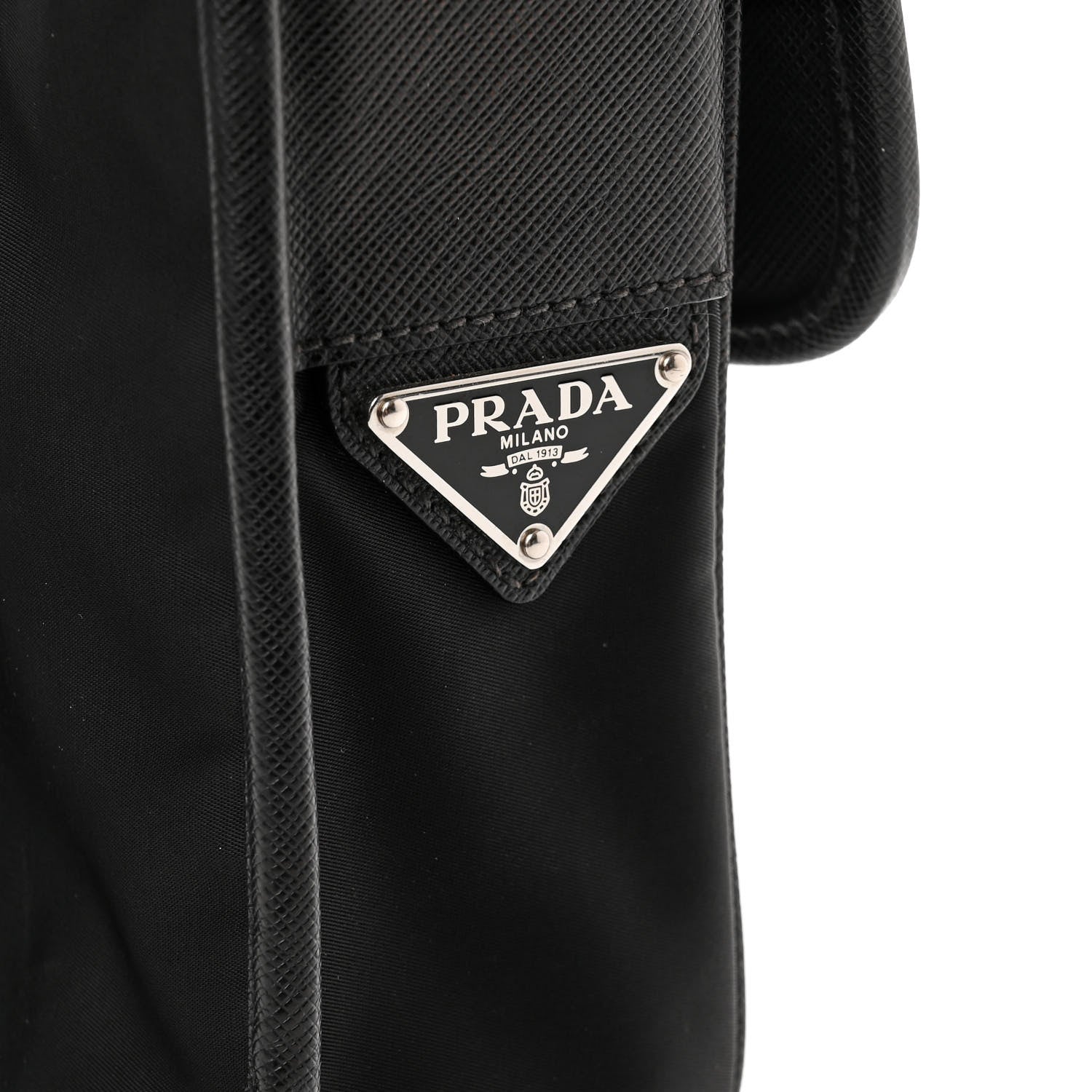 Prada Tessuto Nylon Saffiano Logo Messenger Bag Black 7 of 11