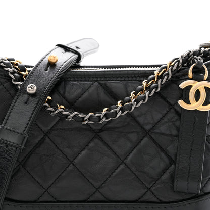 Chanel Aged Calfskin Quilted Small Gabrielle Hobo Black 8 of 13