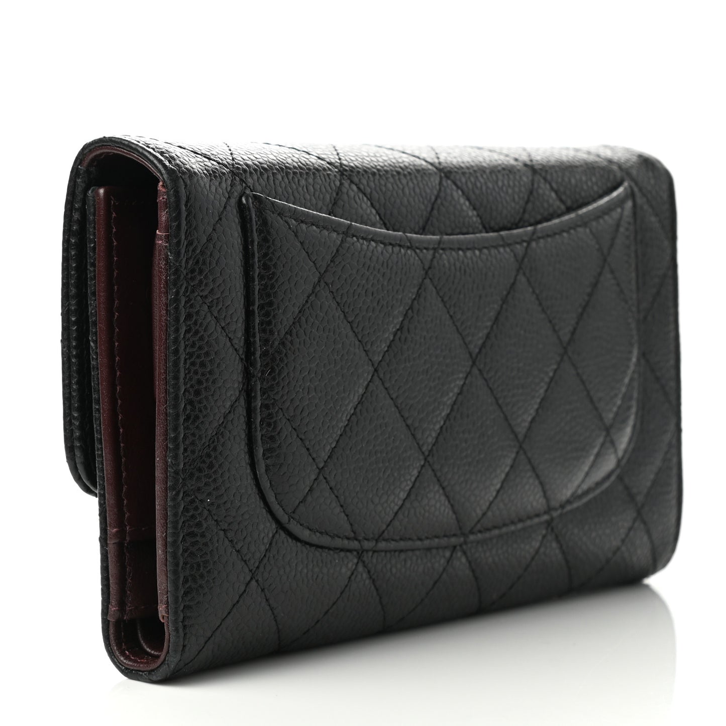 Caviar Quilted Large Flap Wallet Black