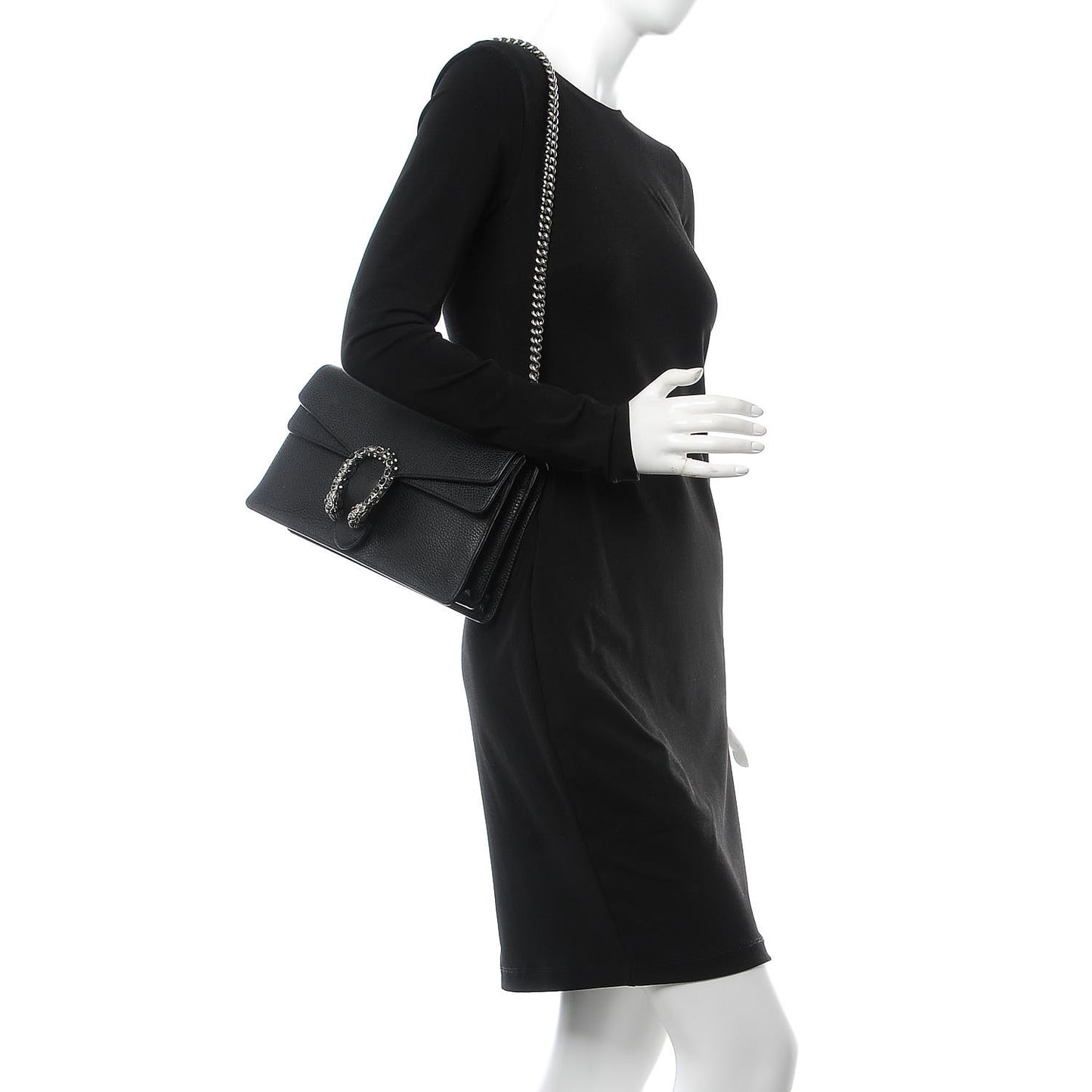 Pebbled Calfskin Small Dionysus Shoulder Bag Black