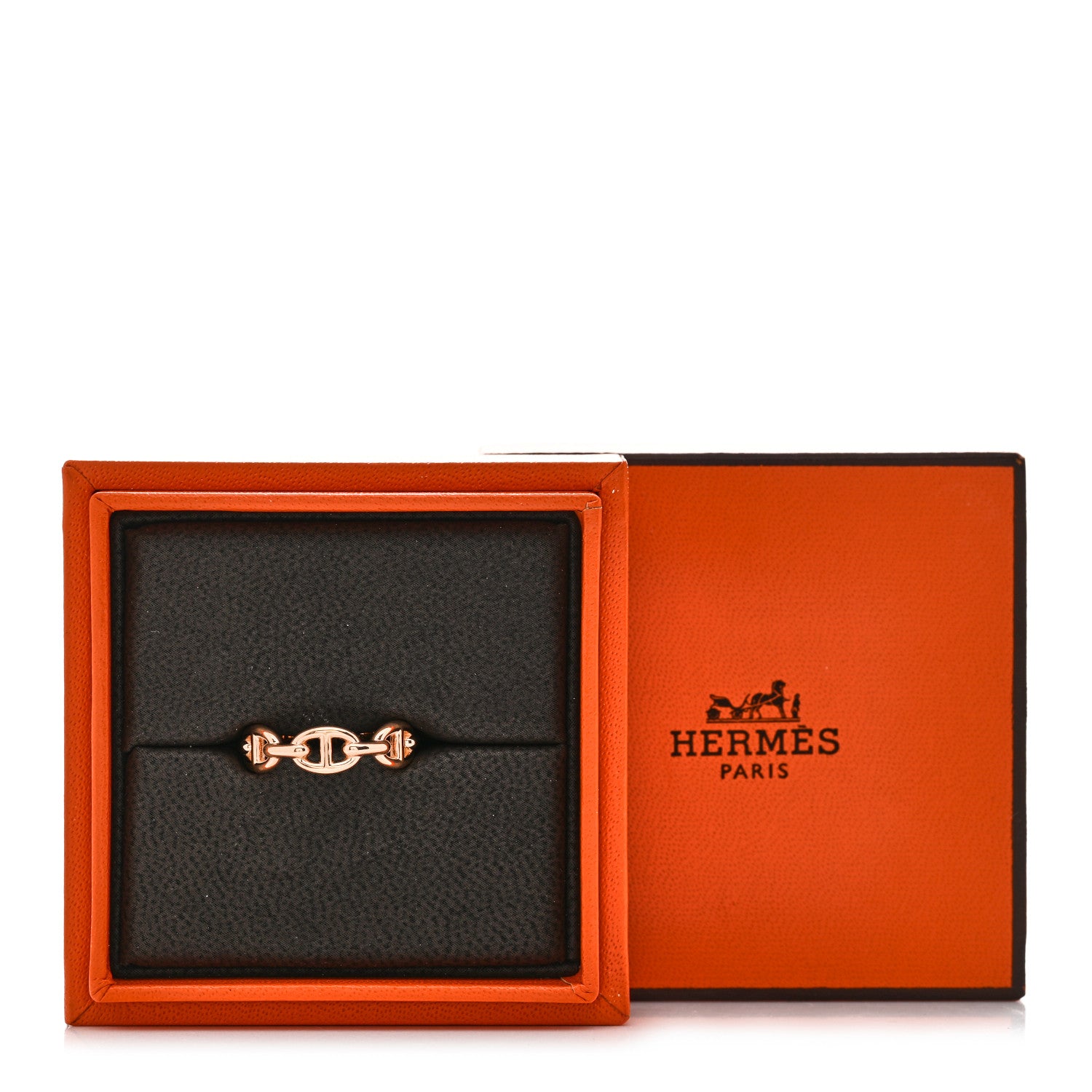 Hermes 18K Rose Gold PM Chaine D'Ancre Enchainee Ring 54 6.75 9 of 9