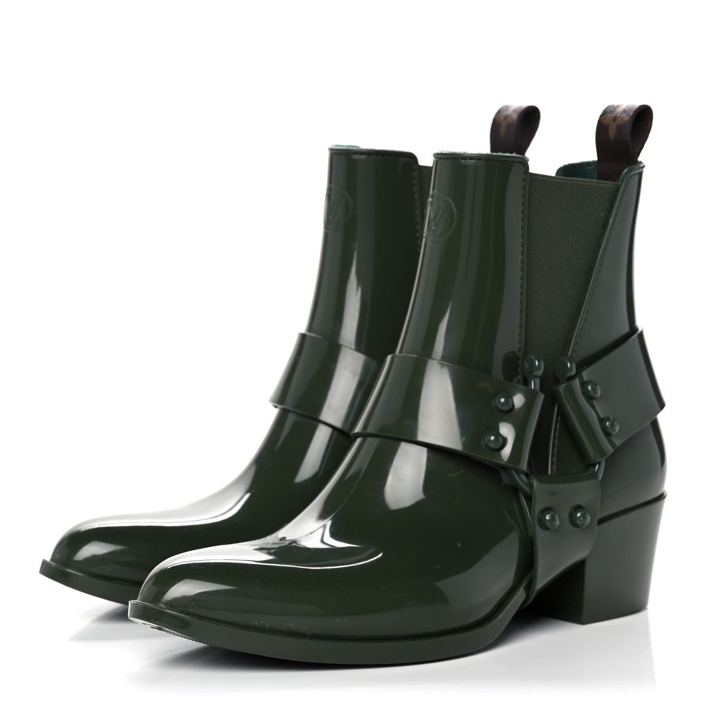 Rubber Monogram Rhapsody Ankle Boots 38 Kaki