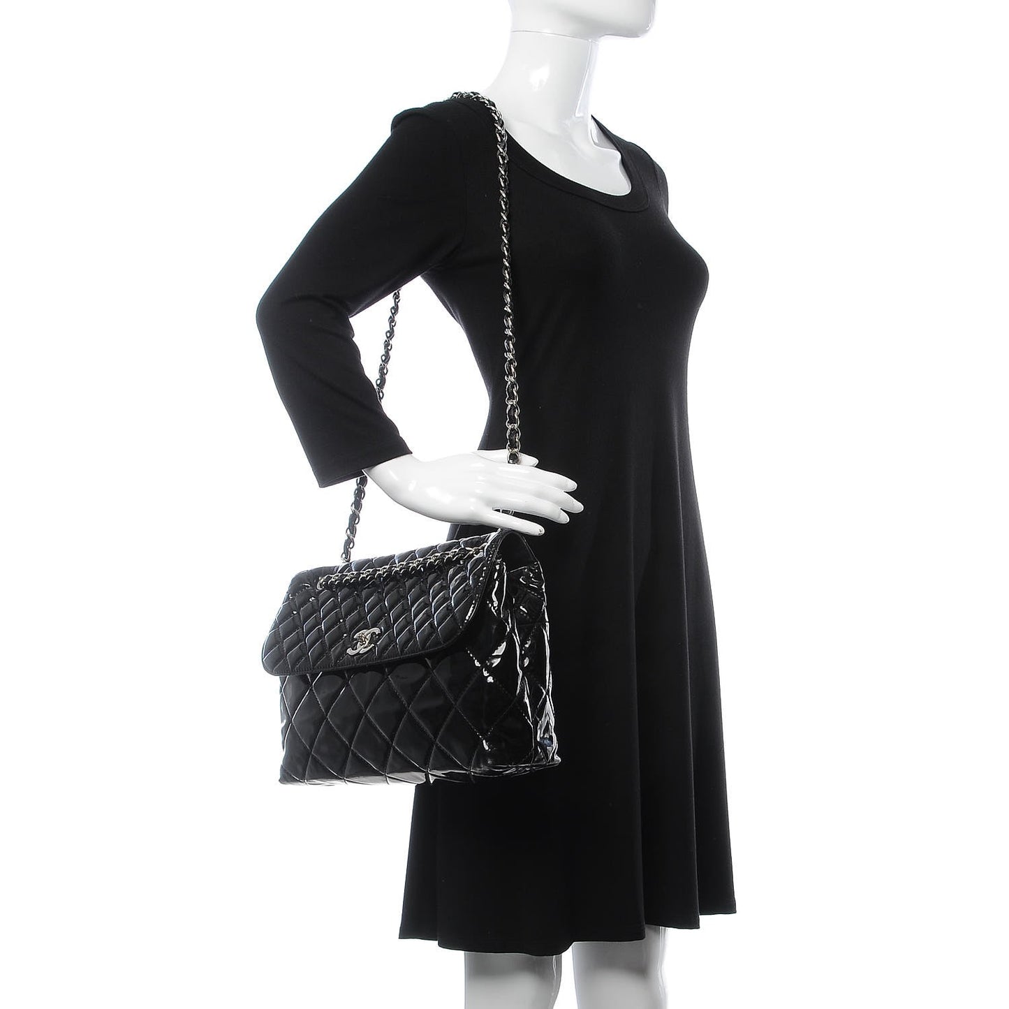 Vinyl Quilted In the Business Flap Bag Black