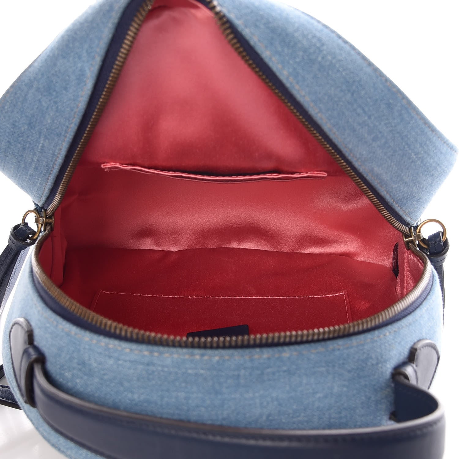 Gucci Kura Denim Matelasse Cubic Pearl Studded GG Marmont Dome Backpack Blue 5 of 10