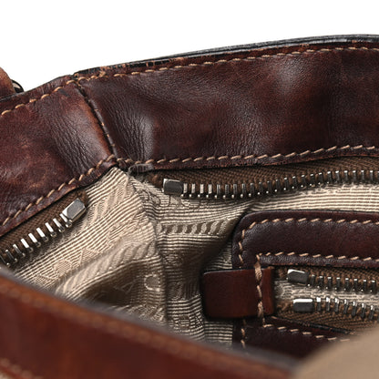 Prada Jacquard Logo Small Flat Messenger Bag Corda Bruciato 5 of 13