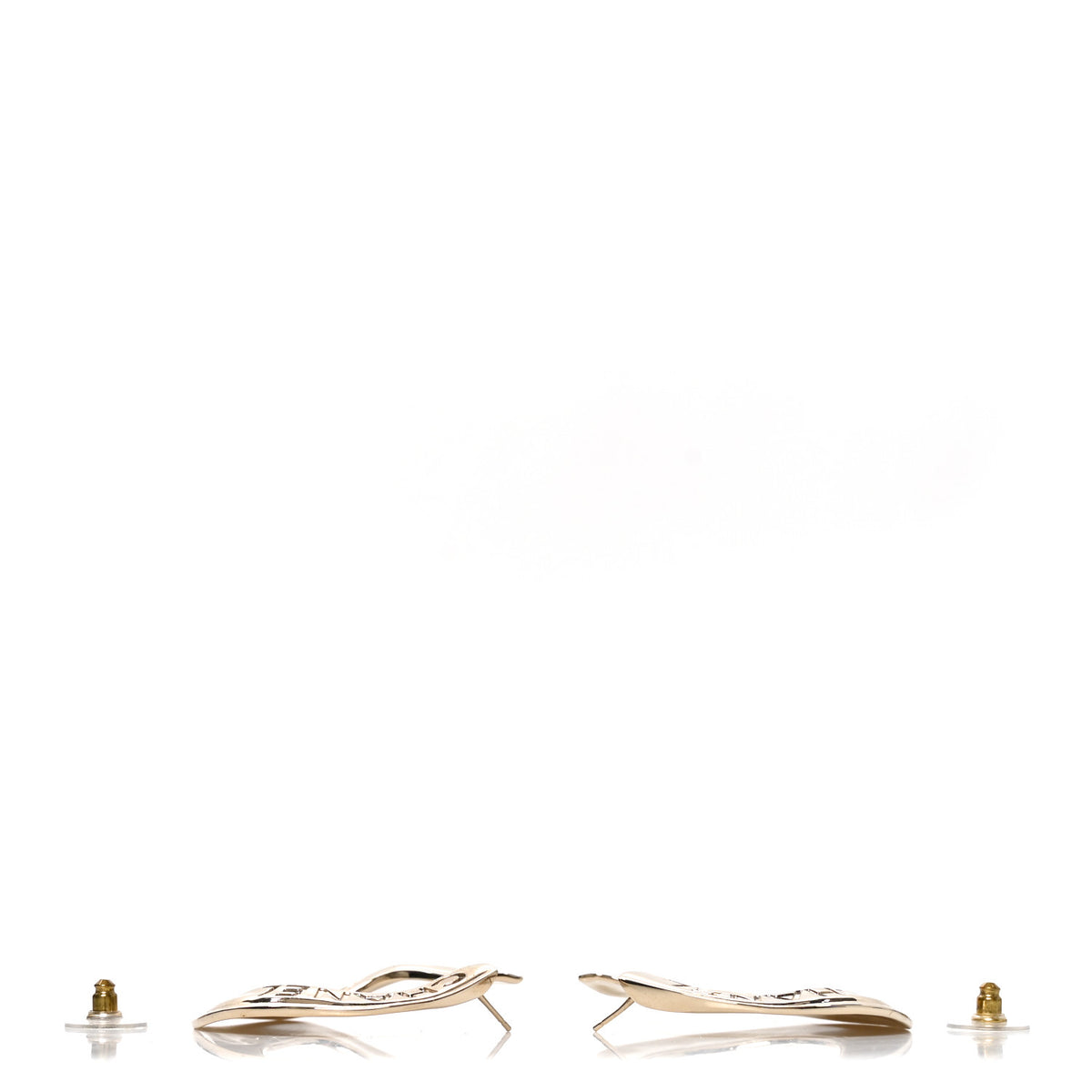 Chanel Logo Hoop Earrings Gold 3 of 5