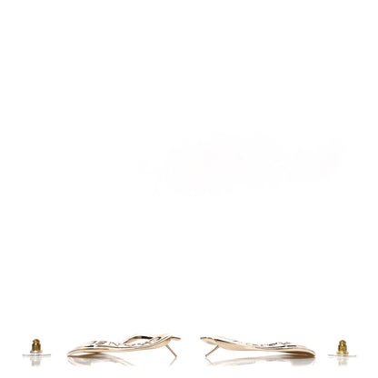Chanel Logo Hoop Earrings Gold 3 of 5