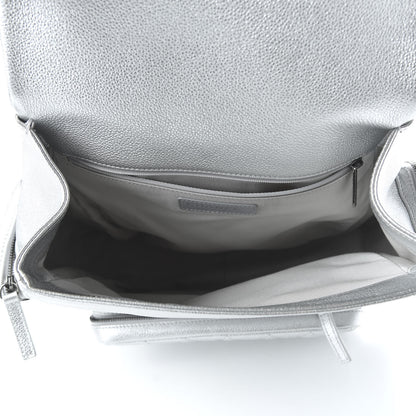 Chanel Metallic Grained Calfskin Quilted Large Casual Rock Backpack Silver 4 of 9