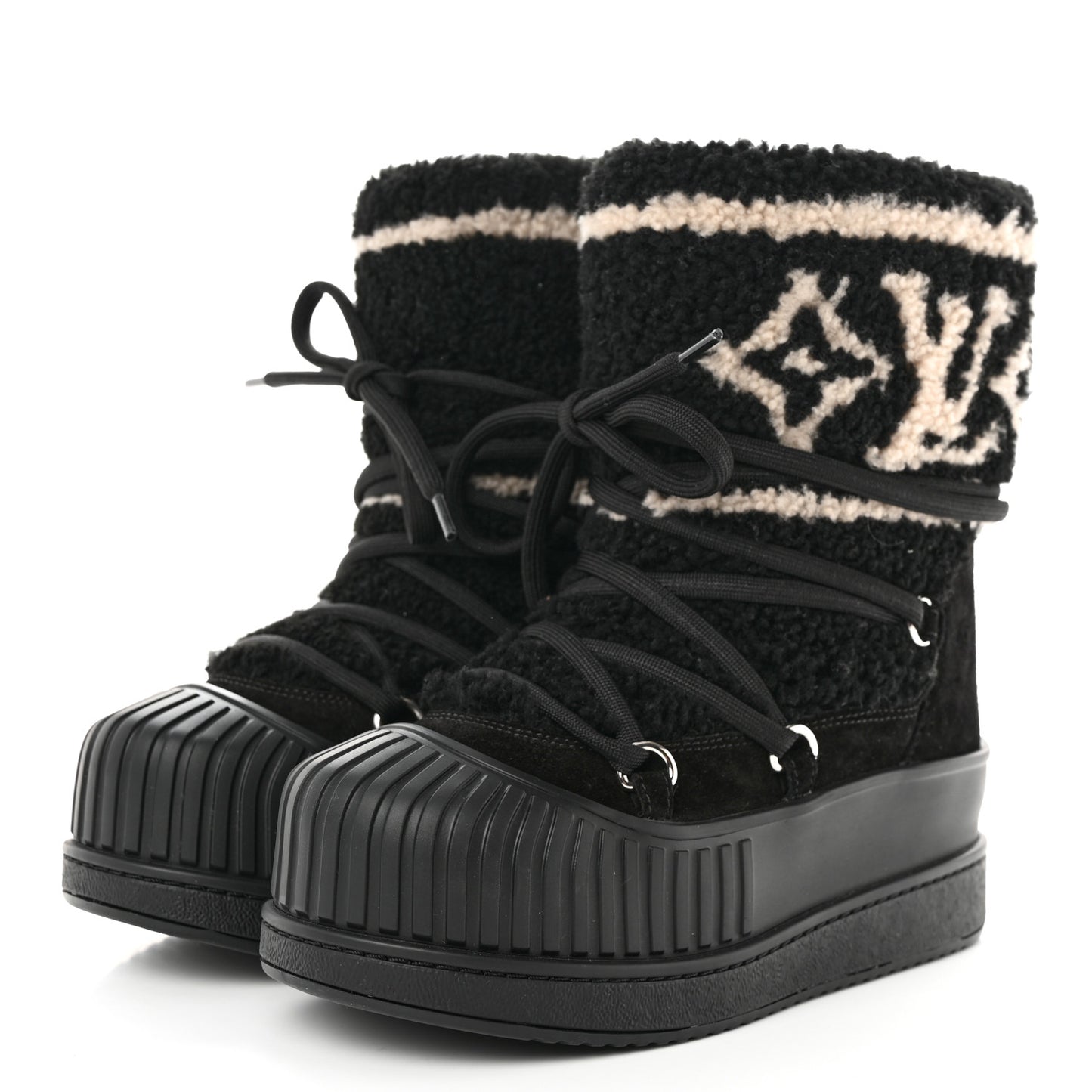 Suede Shearling Polar Flat Half Boots 36 Black