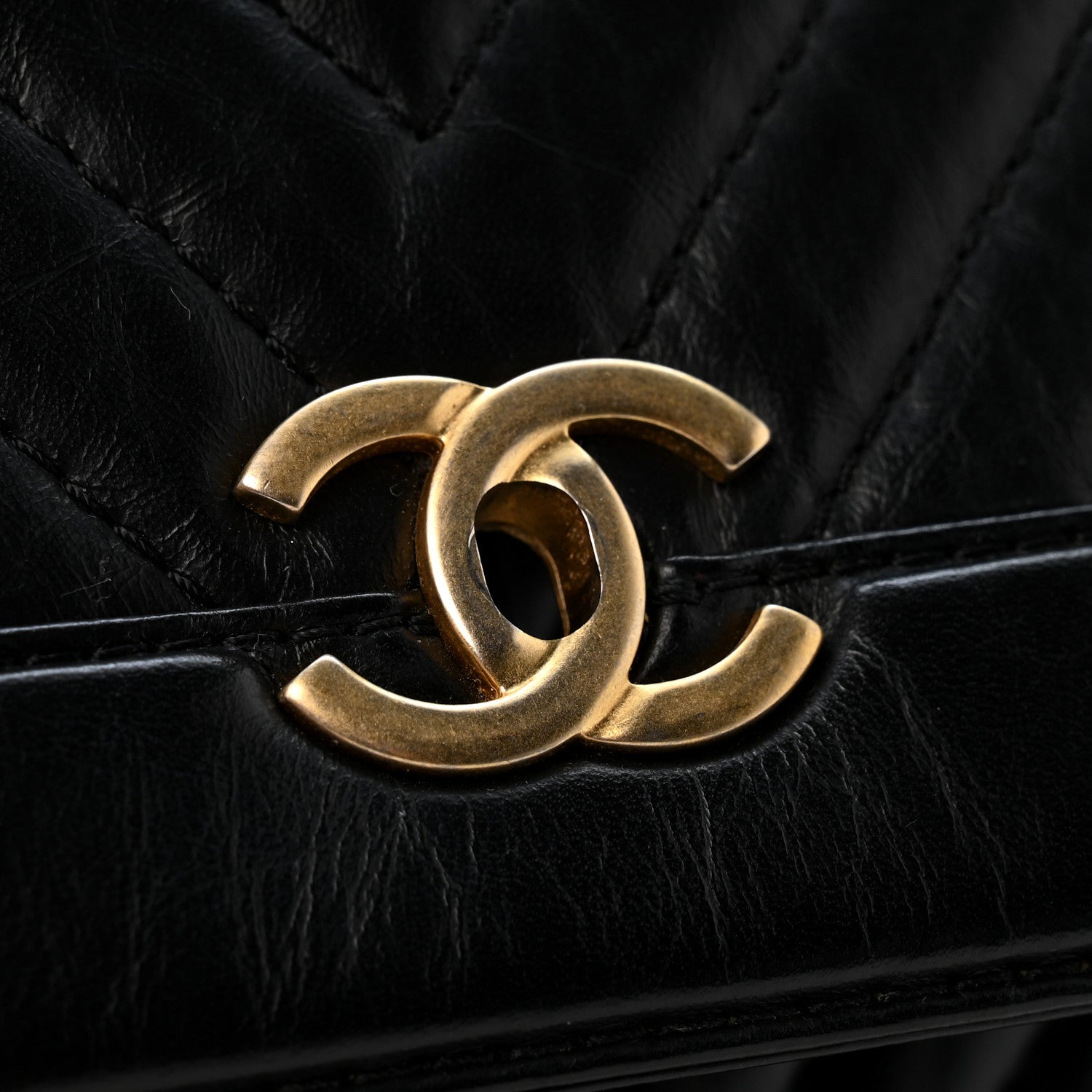 Chanel Calfskin Chevron Quilted Top Handle Flap Black 12 of 12