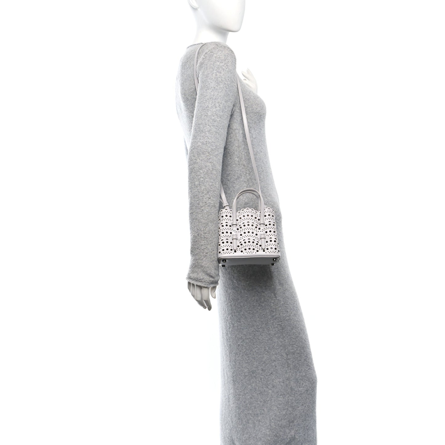 Calfskin Vienne Wave Mina 16 Bag Gris Perle