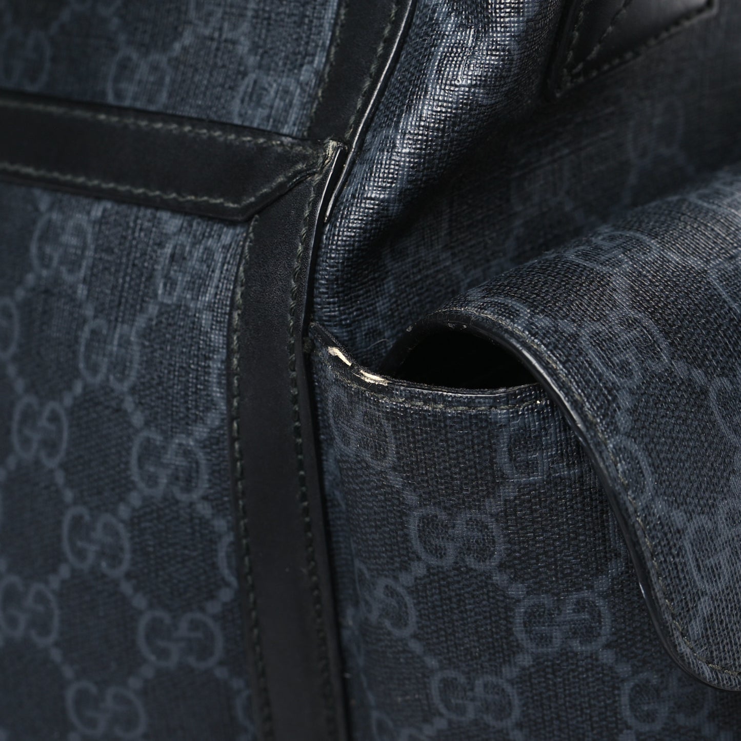 GG Supreme Monogram Web Messenger Diaper Bag Black Grey