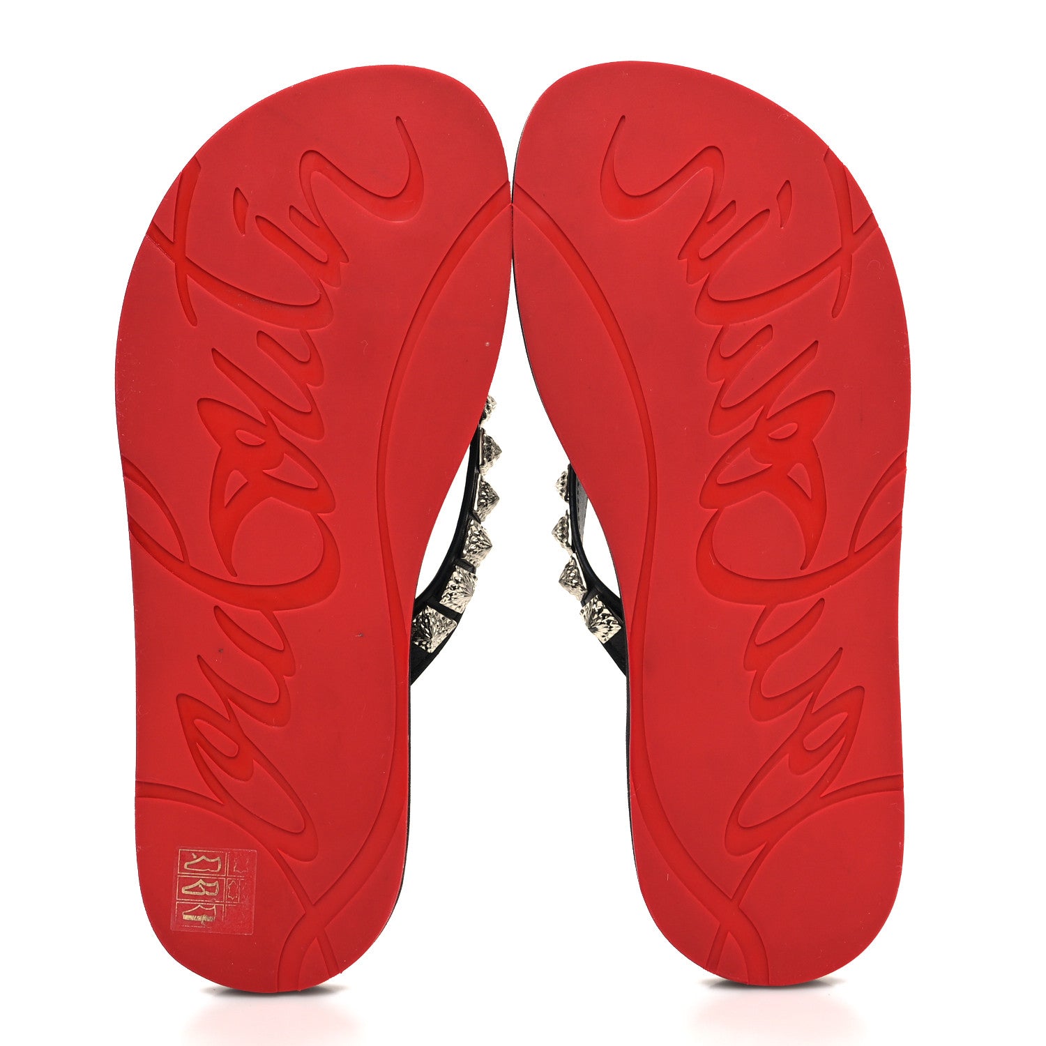 Christian Louboutin Rubber Pyraclou Loubi Print Montezazou Flip Flop 37 Black Silver 37 Multicolor 5 of 7