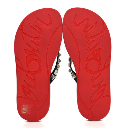 Christian Louboutin Rubber Pyraclou Loubi Print Montezazou Flip Flop 37 Black Silver 37 Multicolor 5 of 7