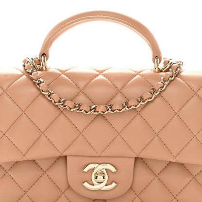 Chanel Lambskin Quilted Mini Top Handle Rectangular Flap Beige 8 of 10