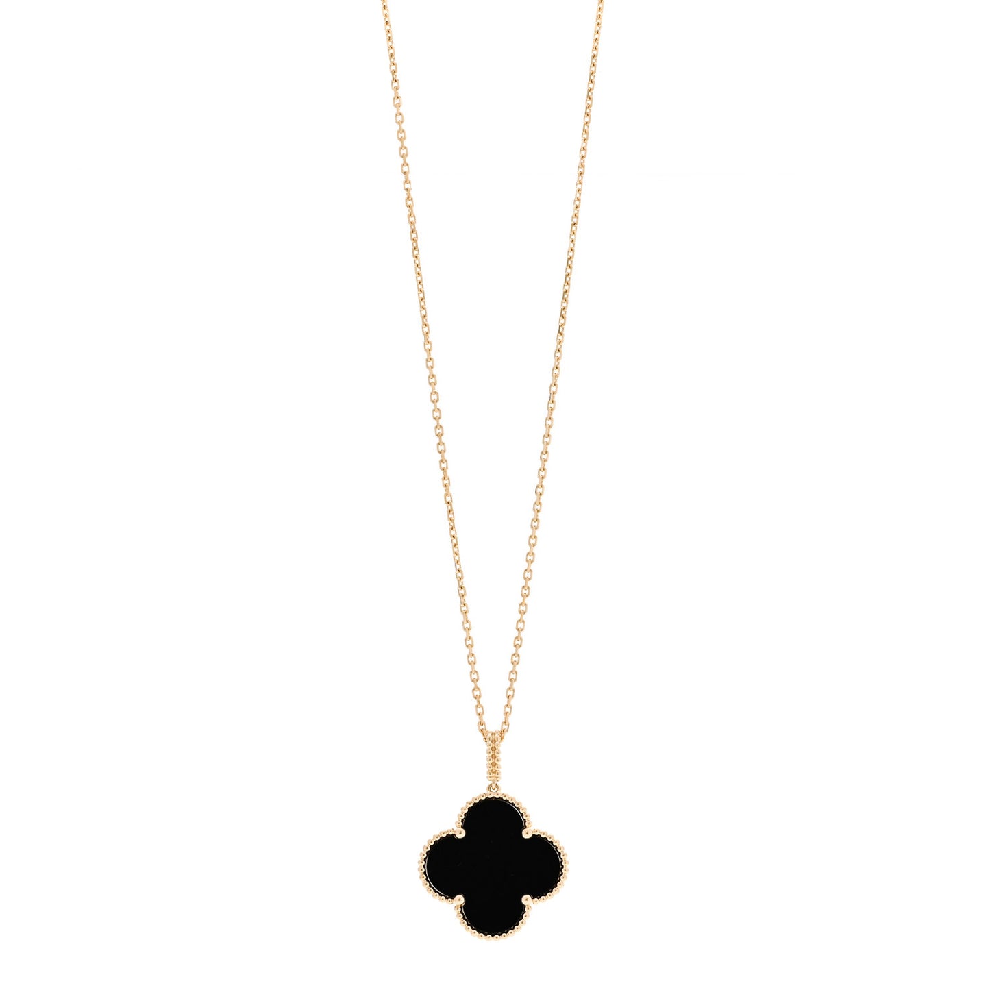 18K Yellow Gold Black Onyx Magic Alhambra Pendant Necklace