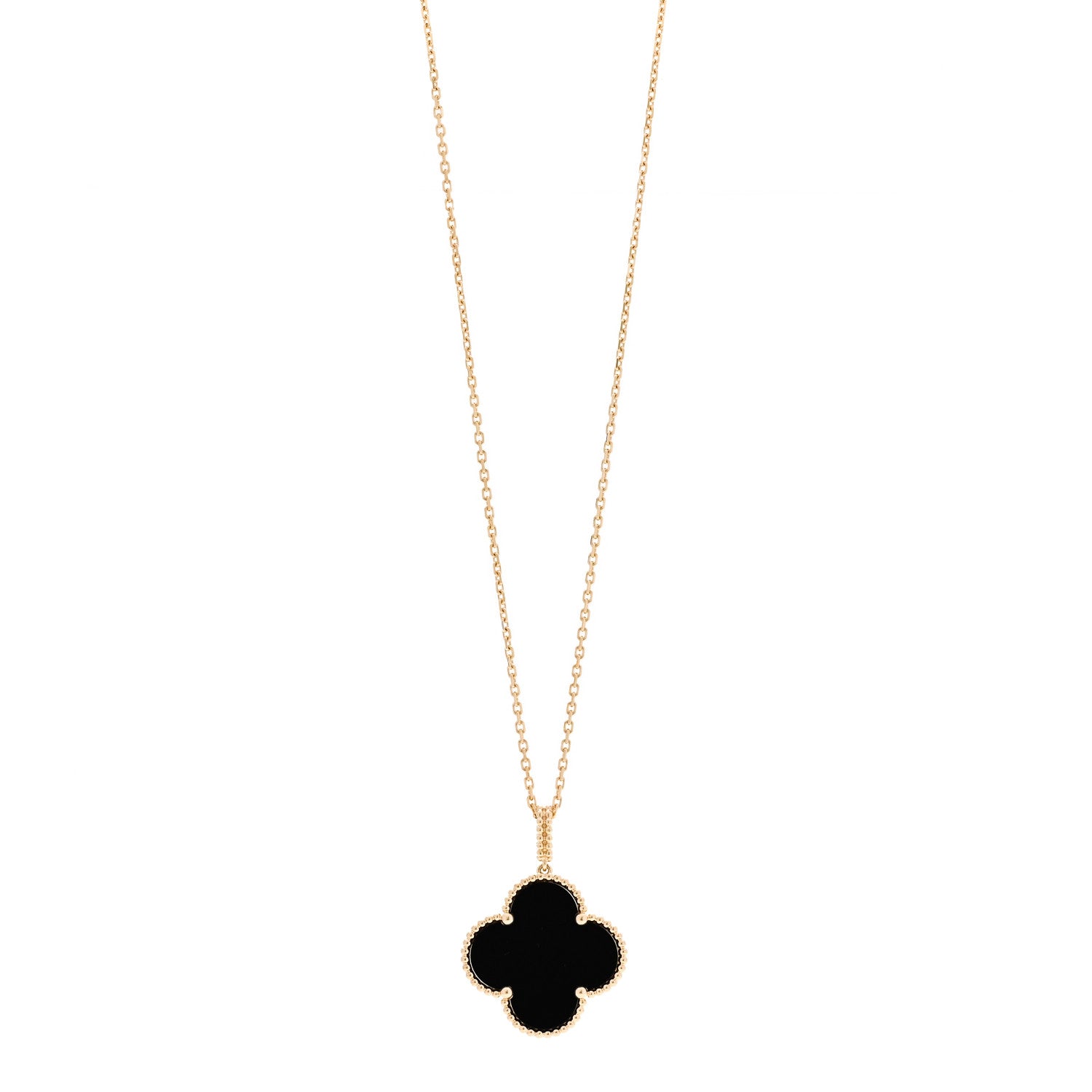 Van Cleef & Arpels 18K Yellow Gold Black Onyx Magic Alhambra Pendant Necklace 1 of 6