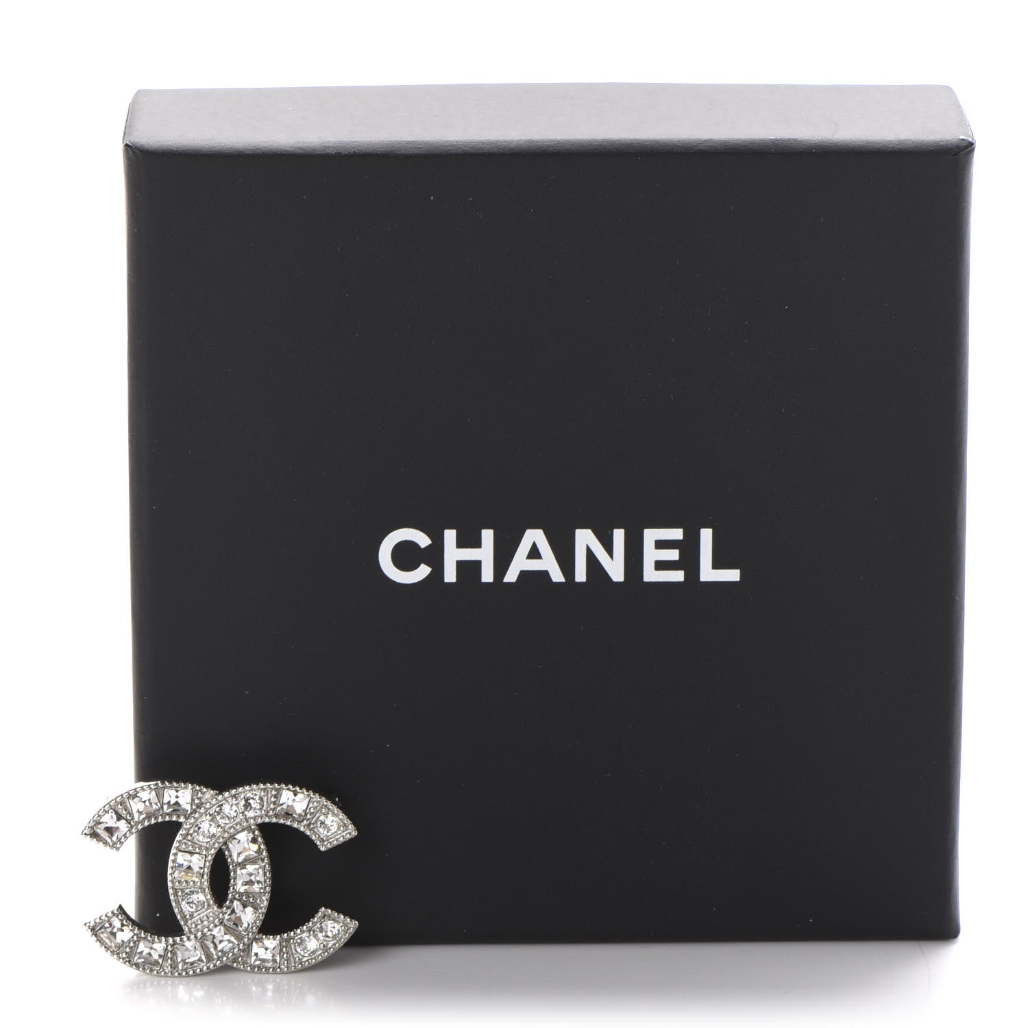 Chanel Baguette Crystal CC Small Brooch Silver 5 of 5