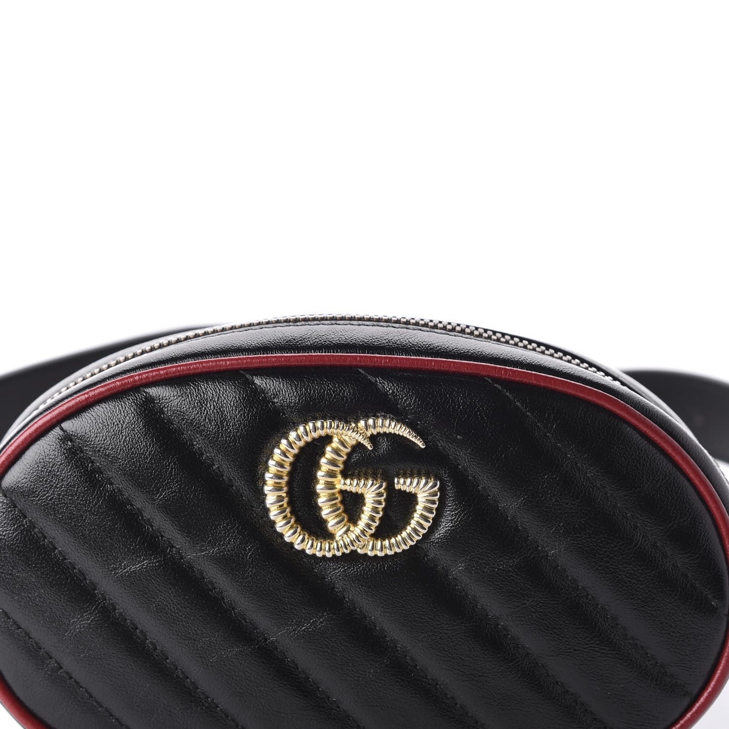 Azalea Calfskin Matelasse Diagonal Torchon GG Marmont Belt Bag 75 30 Black Romantic Cerise