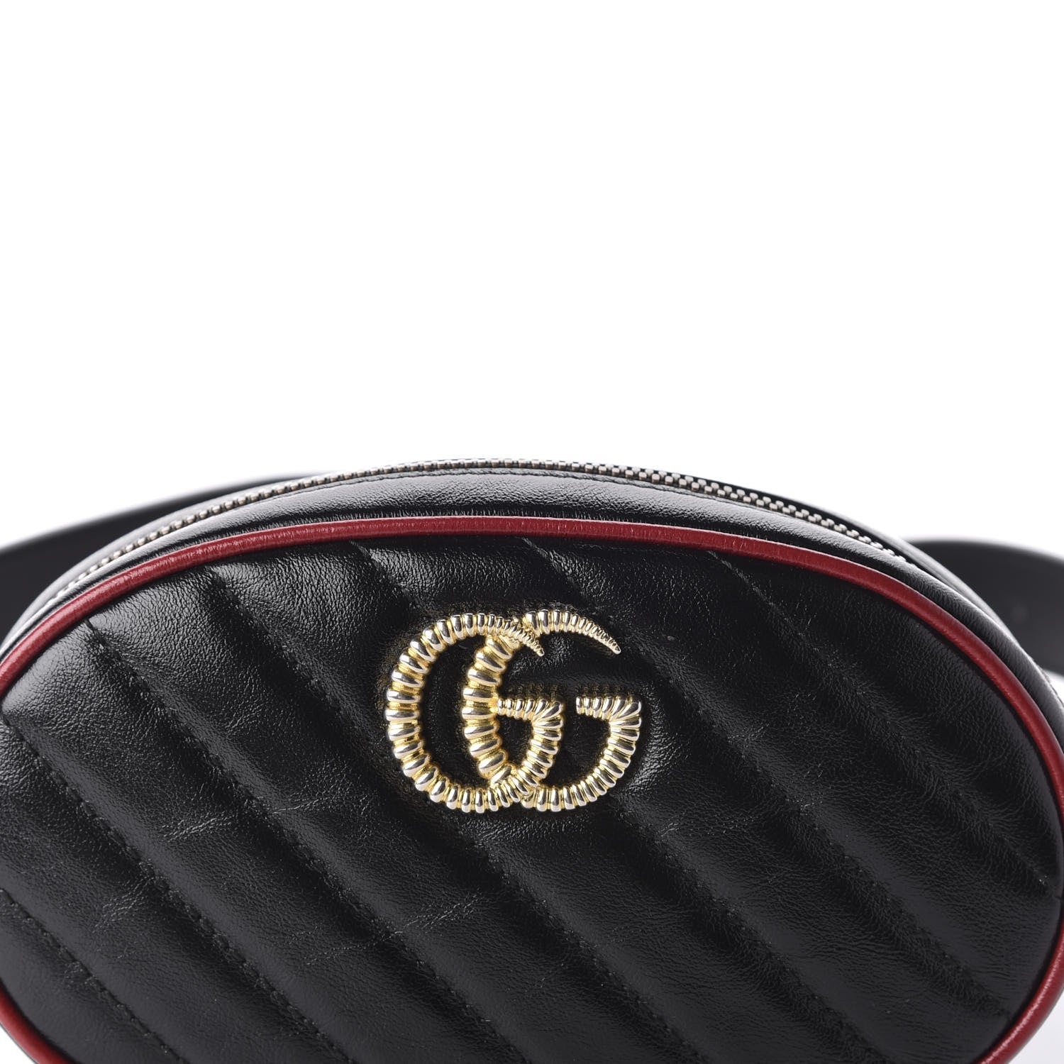 Gucci Azalea Calfskin Matelasse Diagonal Torchon GG Marmont Belt Bag 75 30 Black Romantic Cerise 8 of 8