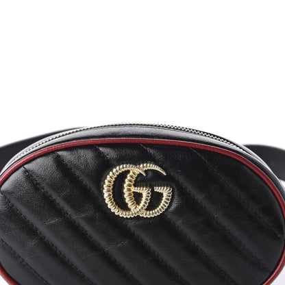 Gucci Azalea Calfskin Matelasse Diagonal Torchon GG Marmont Belt Bag 75 30 Black Romantic Cerise 8 of 8