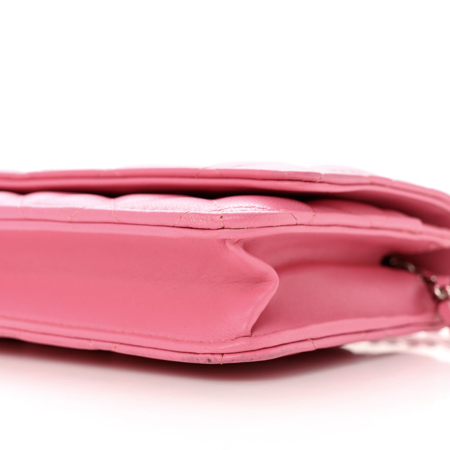 Lambskin Quilted Wallet On Chain WOC Pink