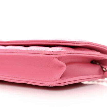 Chanel Lambskin Quilted Wallet On Chain WOC Pink 11 of 17