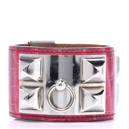 Hermes Shiny Alligator Collier De Chien CDC Bracelet S Fuchsia 3 of 8