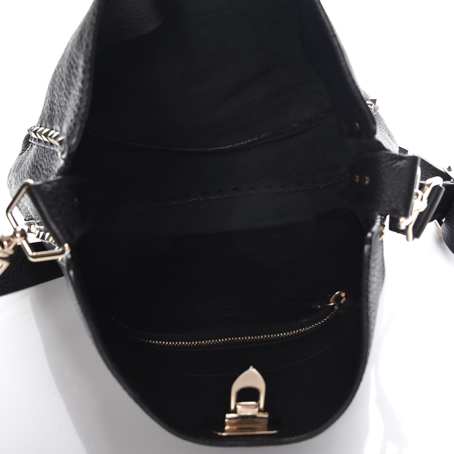 Valentino Garavani Pebbled Calfskin Large Rockstud Flip-Lock Messenger Bag Black 5 of 9