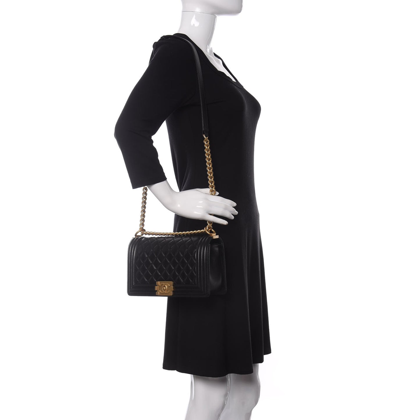 Lambskin Quilted Medium Boy Flap Black