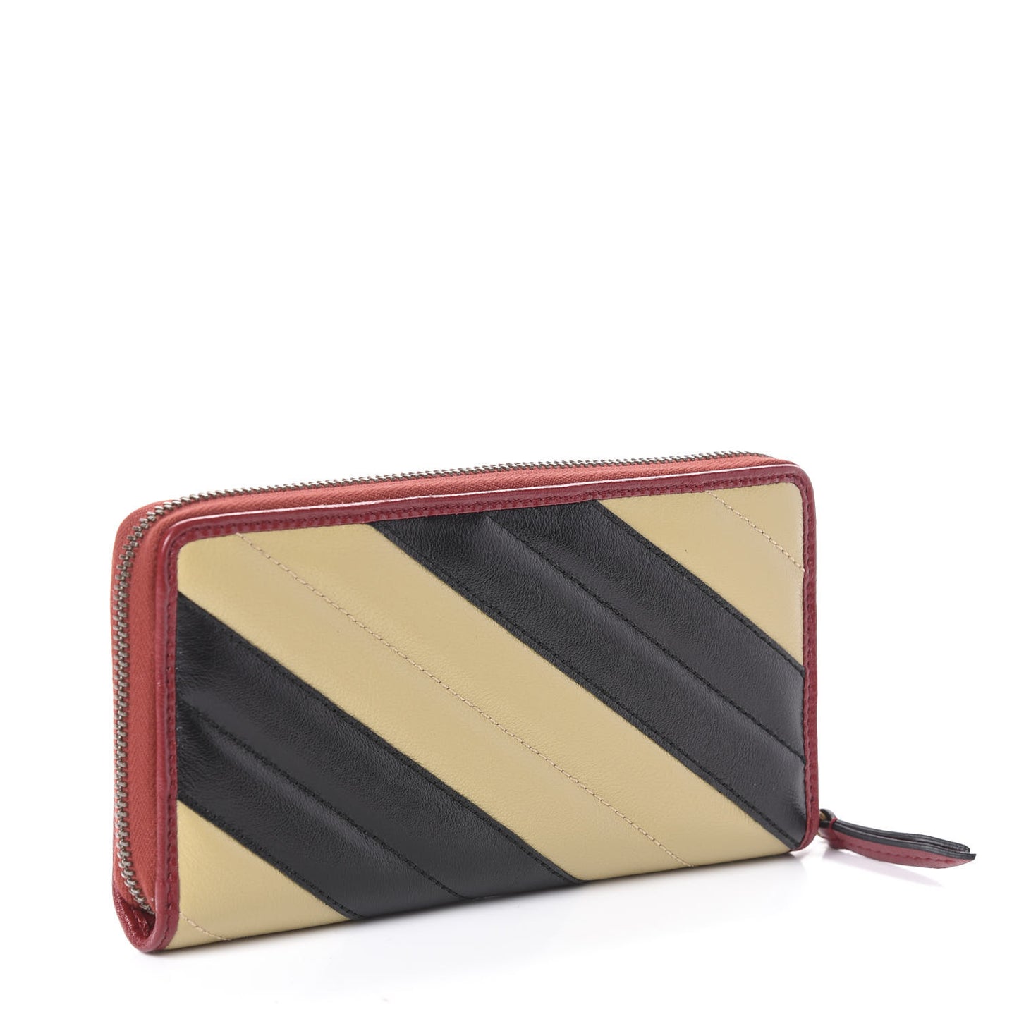 Azalea Calfskin Matelasse Diagonal Patchwork Torchon GG Marmont Zip Around Wallet Black Beige Romantic Cerise