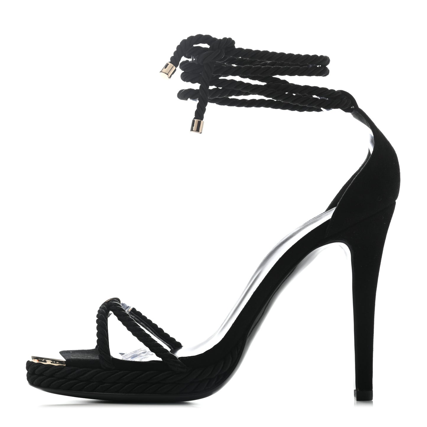 Suede Braided Strap Sandals 7.5 Black