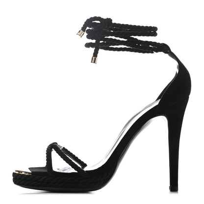 Gucci Suede Braided Strap Sandals 7.5 Black 1 of 5