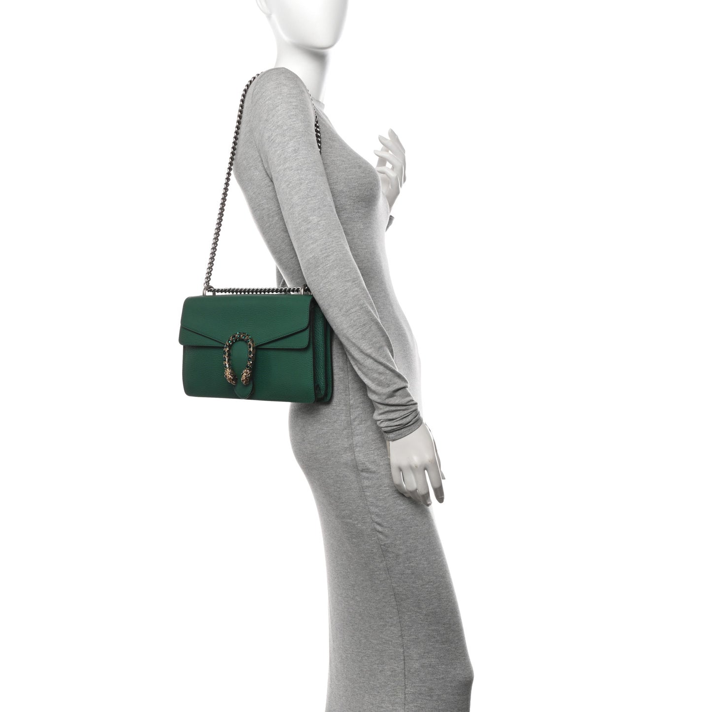 Pebbled Calfskin Small Dionysus Shoulder Bag Emerald