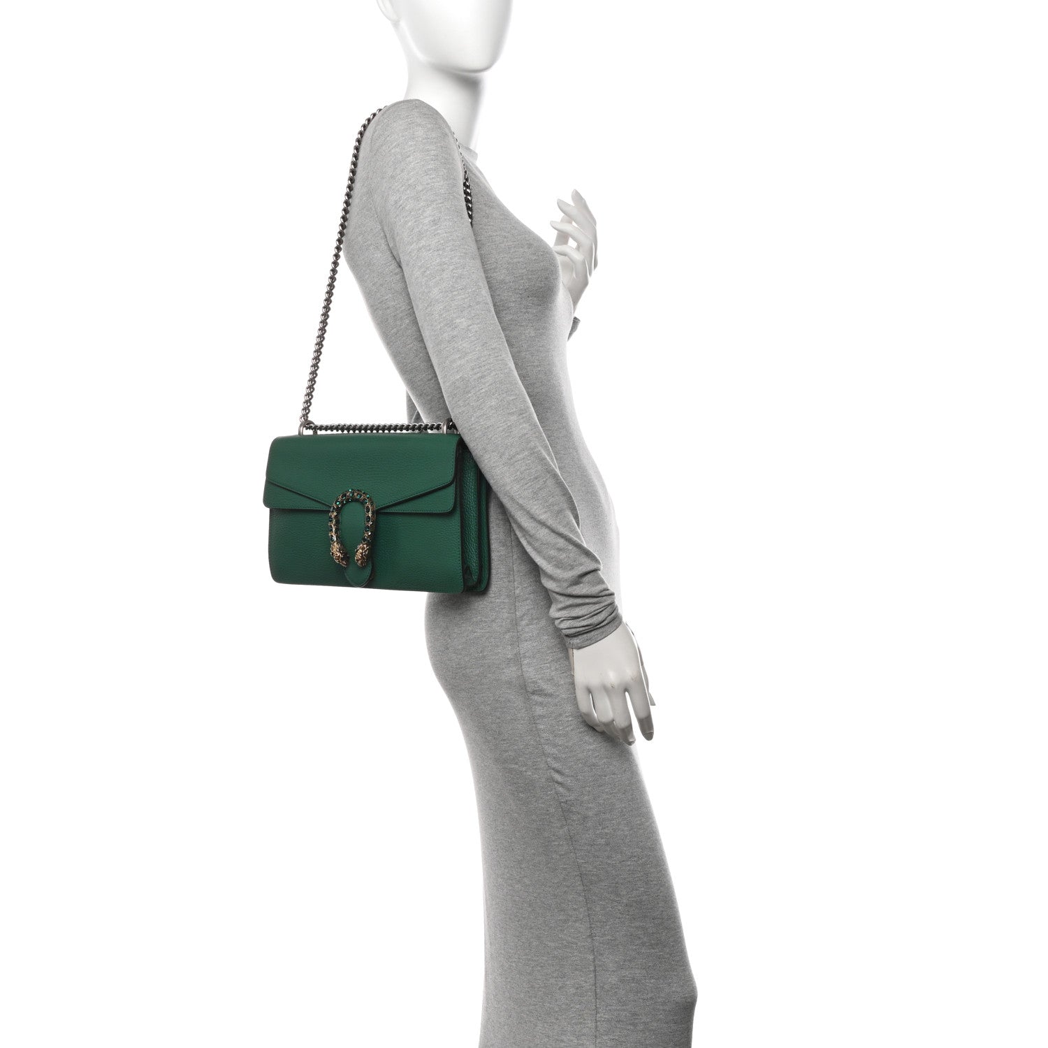 Gucci Pebbled Calfskin Small Dionysus Shoulder Bag Emerald 2 of 14